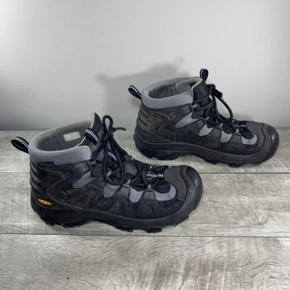 KEEN Targhee Men's Mid Lace Black Leather Waterproof Work Hiking Boots Size 11